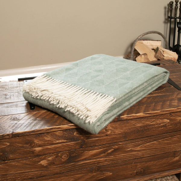 Wool Blanket | Diamond Pattern | Green