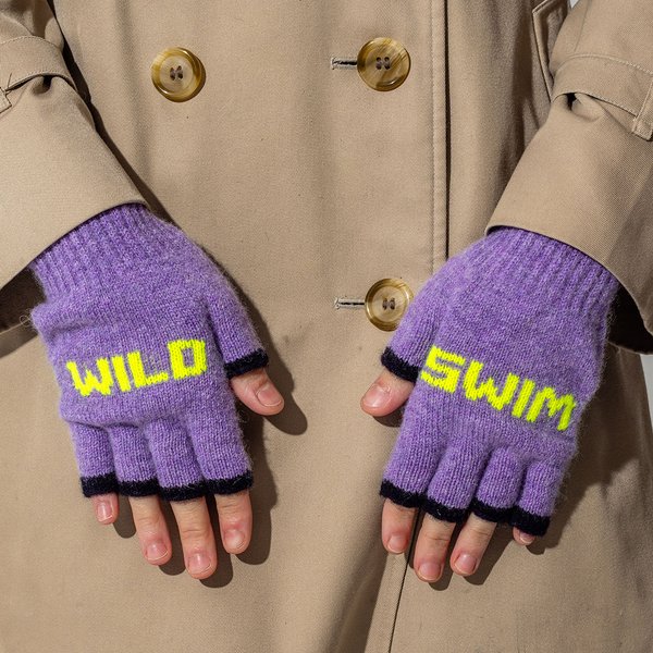 Fingerless Gloves | Wild Swim | Parma Violet & Neon Yellow