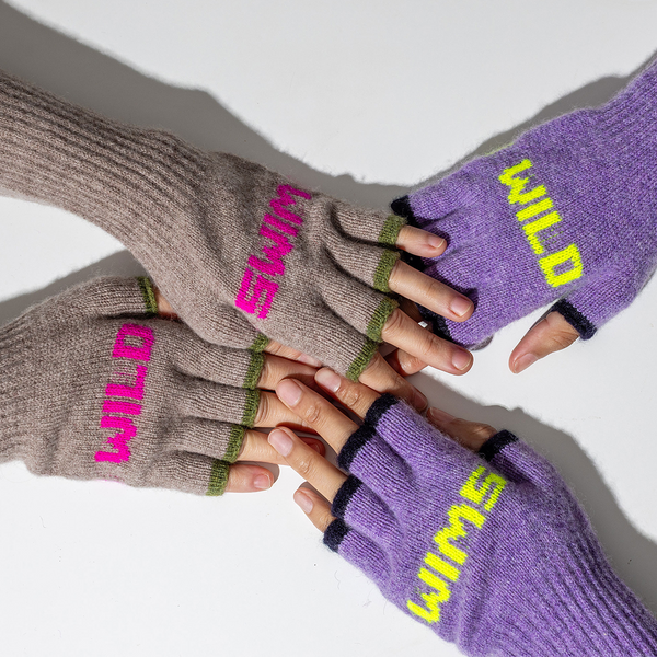 Fingerless Gloves | Wild Swim | Parma Violet & Neon Yellow