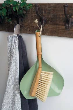 Wood & Metal Dustpan & Brush set | Sage