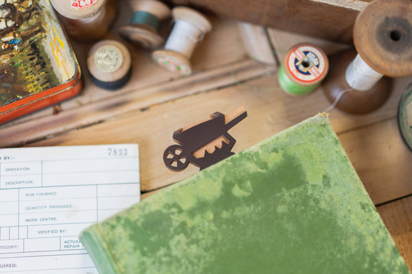 Magnetic Bookmark | Recycled Leather | Wheelbarrow