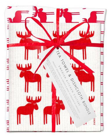 Tea towel & Dishcloth Bundle | Red Moose