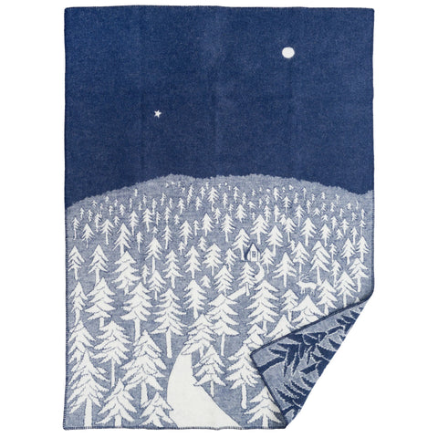 Eco Lambswool Throw | House in the Forest | Navy Blue