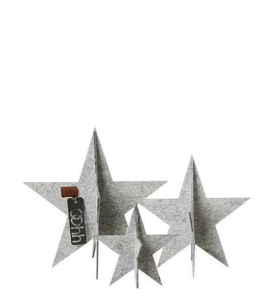 Set of 3 standing stars | Eco Felt | White