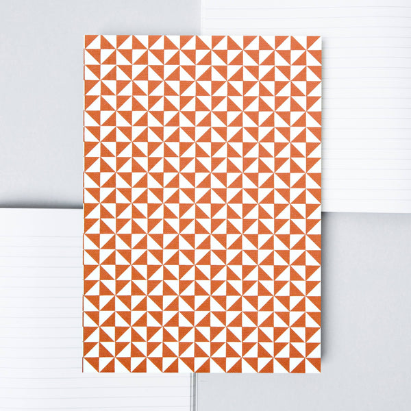 Lay Flat Notebook | Ruled Pages | Kaffe Print | Brick Red