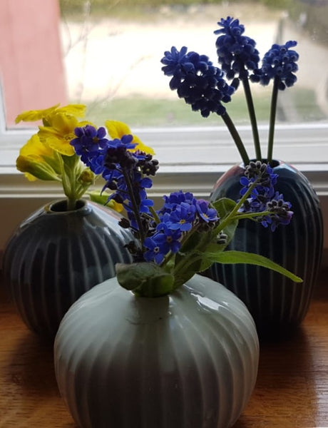 Set of 3 small vases - green/blue