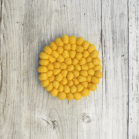 Handmade Eco Felt Coaster - Mustard Yellow