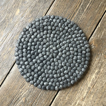 Handmade Eco Felt Ball Table Mat - Dark Grey