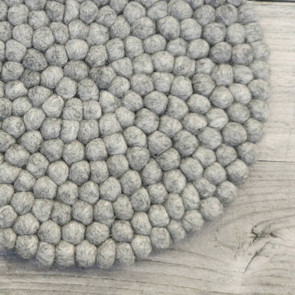 Handmade Eco Felt Ball Table Mat - Light Grey