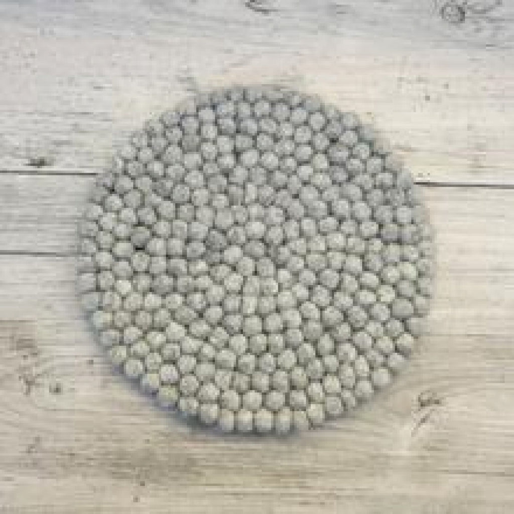 Handmade Eco Felt Ball Table Mat - Light Grey