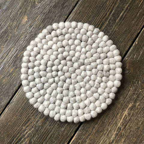 Handmade Eco Felt Ball Table Mat - Natural Beige