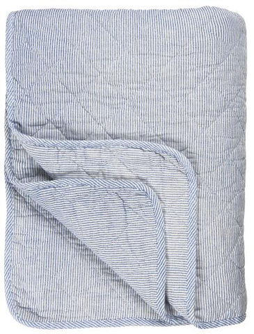 Cotton Quilt | White/Blue Stripes