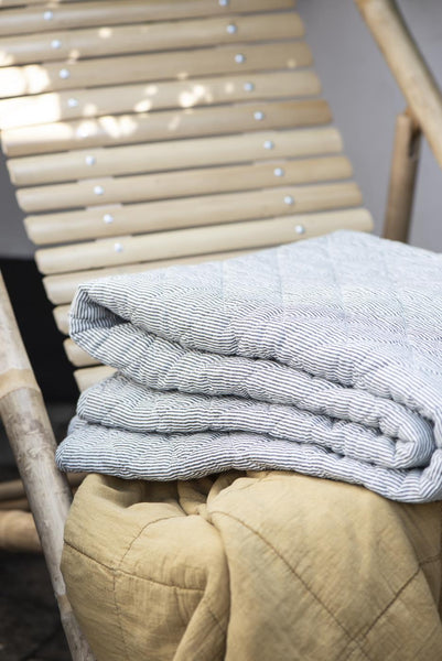 Cotton Quilt - White & Dark Grey Stripes