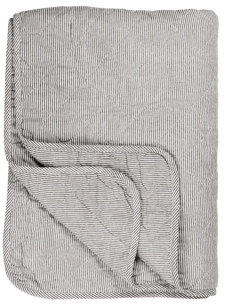 Cotton Quilt - White & Dark Grey Stripes