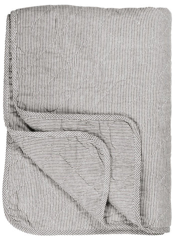 Cotton Quilt - White & Dark Grey Stripes