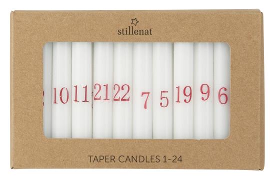 Slim Taper Calendar Candles | 1-24 Numbers