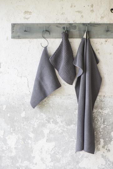 Knitted Dishcloth, Dark Grey