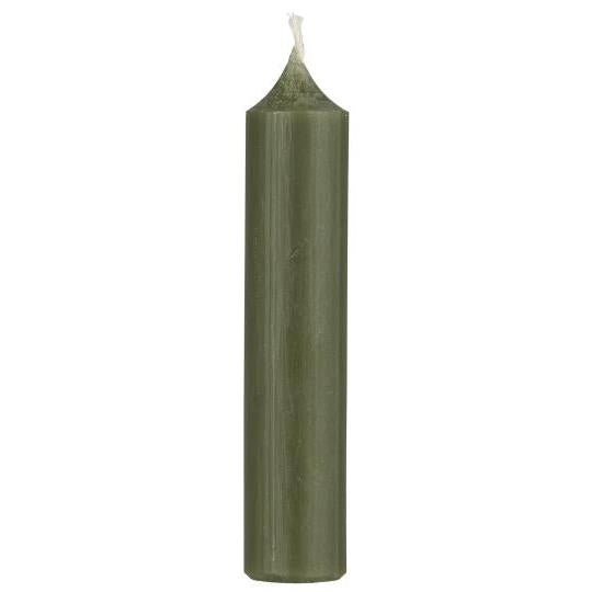 Short Rustic Dinner Candle - Forest Green
