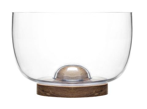 Oval Oak Large glass and oak bowl - Sagaform