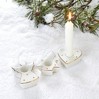 Candleholder - White with Gold Decor