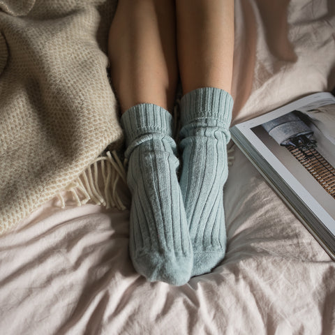 Alpaca Bed Socks - Blue