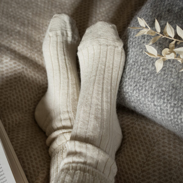 Alpaca Bed Socks - Cream