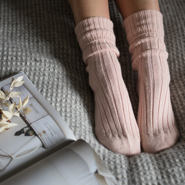 Alpaca Bed Socks - Pink